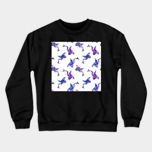 Bright watercolor galaxy pattern with orca Crewneck Sweatshirt